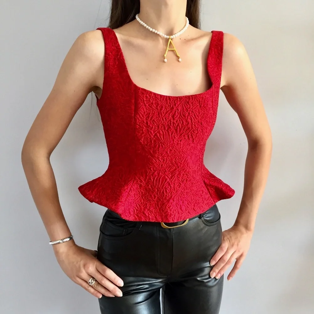 KEEPSAKE The Label Red Jacquard Bustier ~ XS - Picture 1 of 7